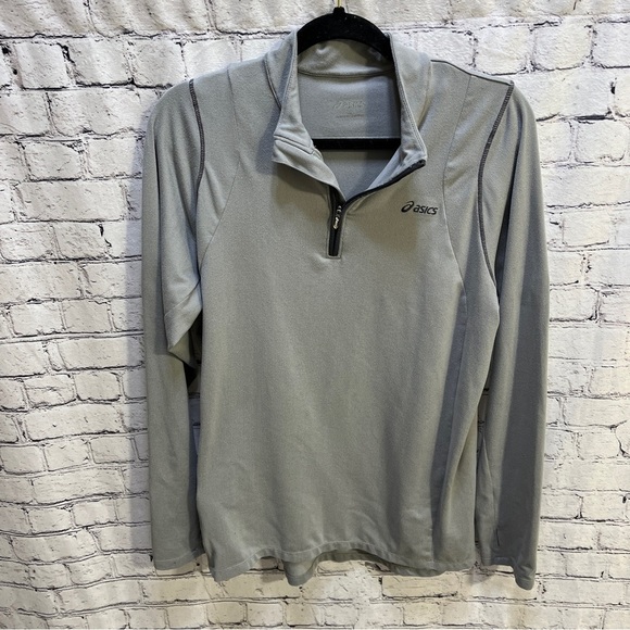 ASICS Long Sleeve Quarter Zip Pullover Mens Gray Size Medium - Picture 1 of 11